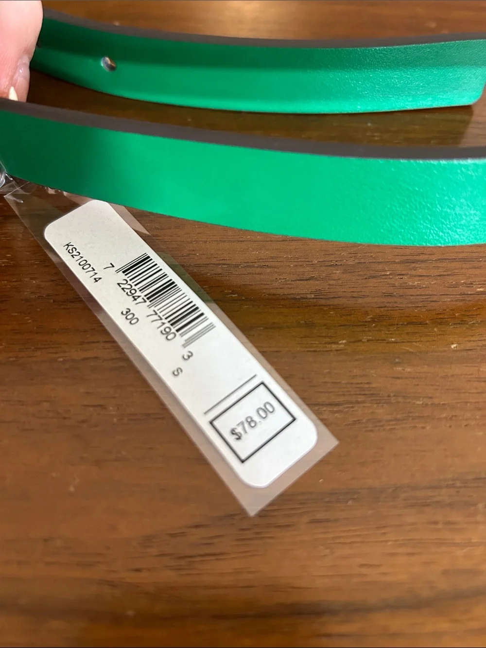 kate spade teal slim leather belt with black logo buckle